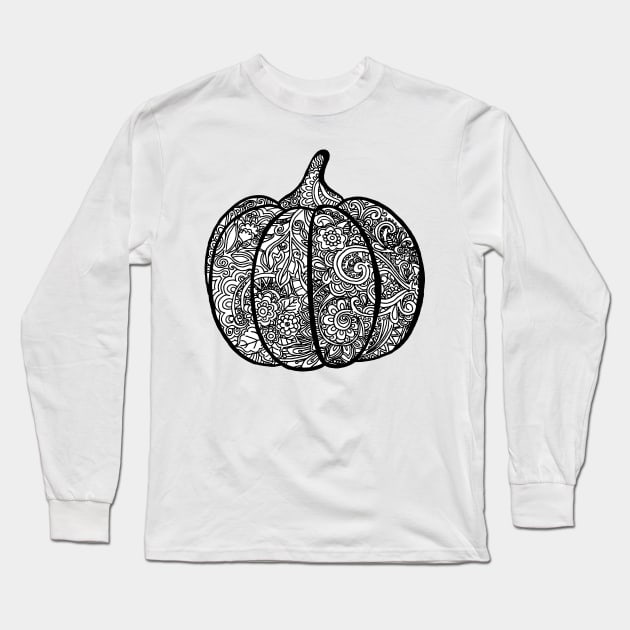 Pumpkin Zentangle Long Sleeve T-Shirt by ElviraDraat